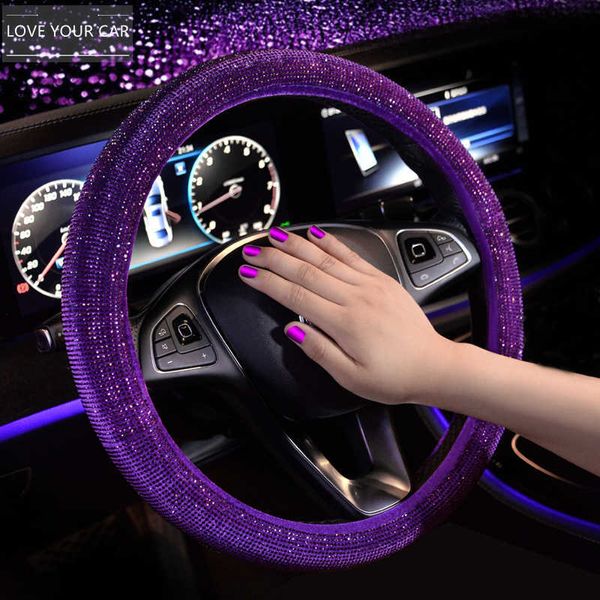 Lenkradbedeckungen luxuriöser kristallviolett rosa Lenkradbedeckungen Frauen Mädchen Diamante Strass Autozubehör Cosas Para Autos Interior T221108