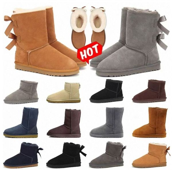 2022 Australia Australian Classic Warm Boots Womens Mini Half Snow Boot USA GS 585401 Winter Full fur Fluffy peloso Raso Stivaletti Stivaletti Eur 35-45