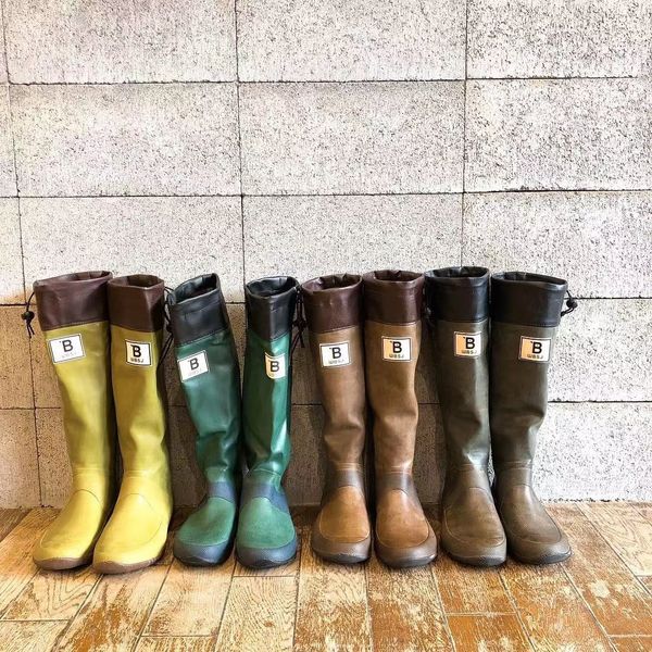 На открытом воздухе Rainboots Summer Water Boot Vintage High Knight Boots для женщин