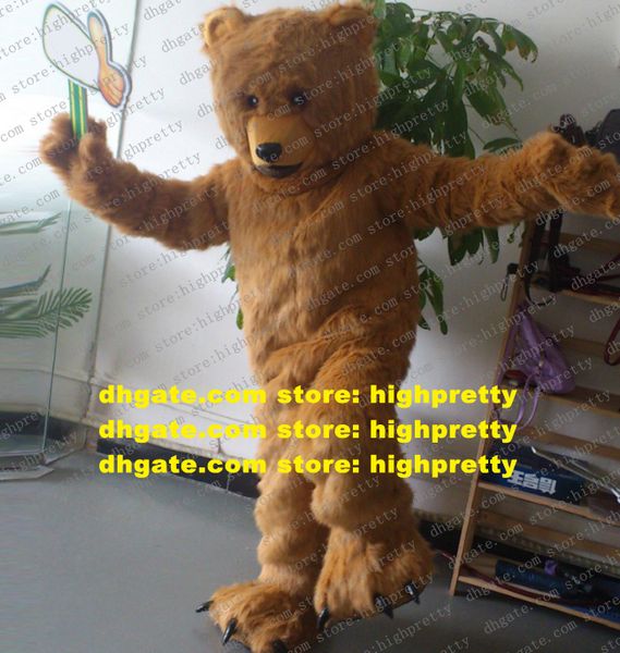 Costume da mascotte peloso pelo lungo Big Brown Grizzly Bear Silvertip Personaggio dei cartoni animati per adulti Taglio del nastro Attività del club zz7825