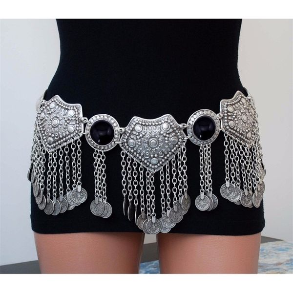 Navel Bell Button Rings Gypsy Metal Hippie Boho Flower Turco Bohemian Shimmy Dress Belt Belly Dance Vita Catena Monete Corpo sexy Gioielli indiani afgani 221107