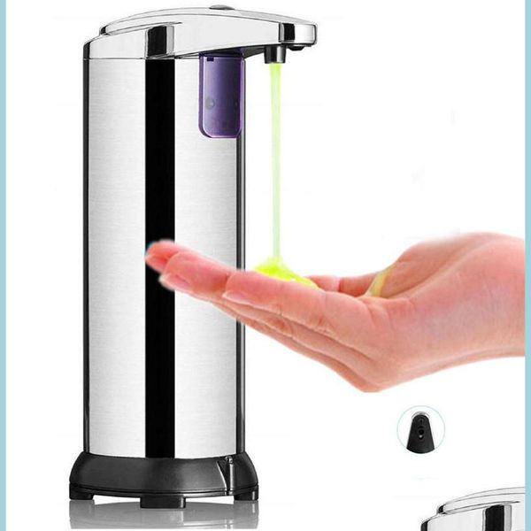 Dispenser di sapone liquido Dispenser di disinfettante liquido per sapone in acciaio inossidabile 250 ml Bottiglia di lavaggio con tocco manuale Matic Drop Delivery Home Garde Dhjmq