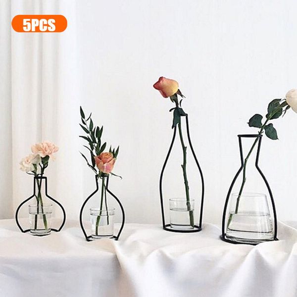 Vasi 5PCS Linea di ferro Silhouette Vaso Fiori Vaso di fiori Decorazione nordica Porta piante in metallo Vaso di fiori Decorazioni per la casa ABDFG 221108