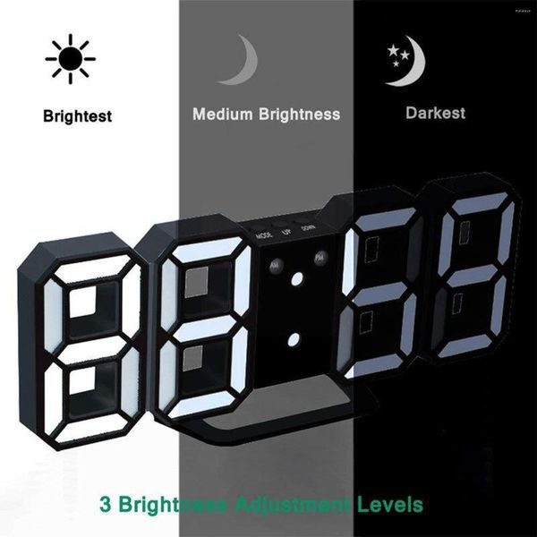 Orologi da parete Numero LED 3D Sveglia desktop creativa Orologio da tavolo decorativo digitale Tavolo di controllo Decorazione vocale Electron Q4F3