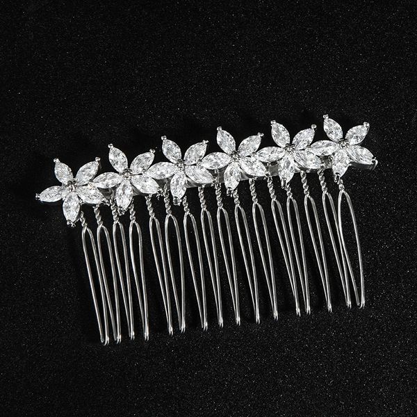 Pettini per capelli in cristallo color argento alla moda per capelli da sposa Accessori per capelli da sposa Copricapo di fiori Regalo di gioielli per diademi da donna