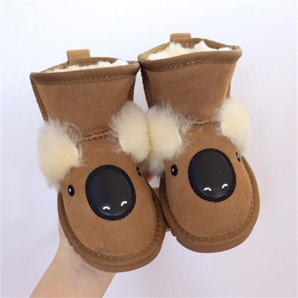 Botas dos desenhos animados animal crianças inverno quente crianças bota de neve meninos meninas tornozelo botas clássico pele fofo peludo crianças sapatos de bebê calçado