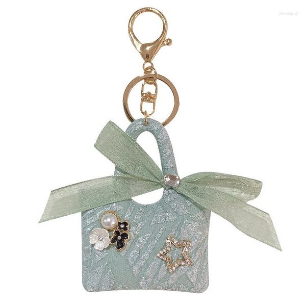 Anahtarlıklar el yapımı metal kristal çiçek dantel diy sevimli çanta modeli mücevher aksesuarları çanta cazibesi kadınları onun lüks için hediye