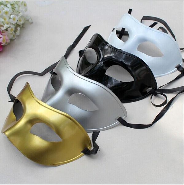 2022 Yeni Moda Erkekler Maskeli Yapısı Maske Süslü Elbise Venedik Maskeleri Maskeli balo Maskeleri Plastik Yarım Yüz Maskesi İsteğe Bağlı Çok Renkli Beyaz Altın Gümüş