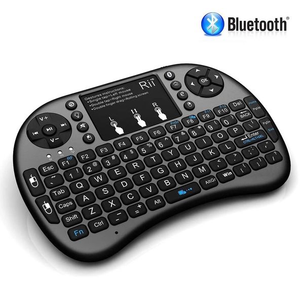 RII i8 mais Backlight Inglês Controle remoto Mini teclado sem fio com touchpad para Android TV Box PC Windows