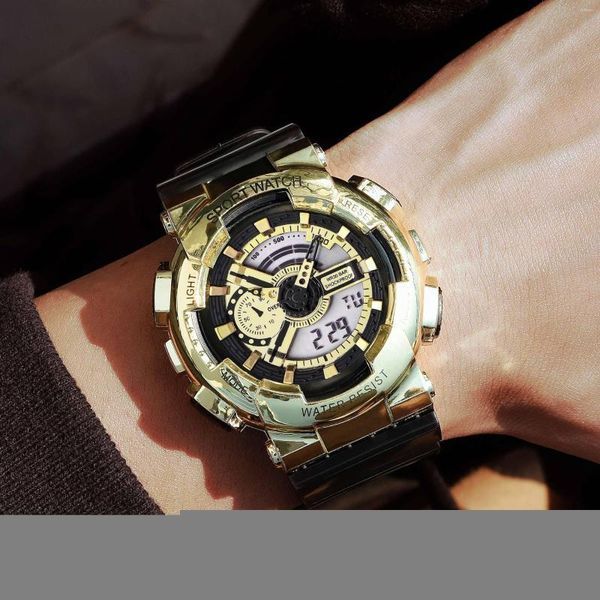 Armbanduhren 2022 G-Stil Digitaluhr Männer Militär Armee Wasserdicht Datum Kalender LED Sport Schwarz Gold