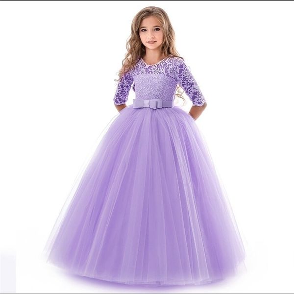 Mädchen Kleider Teenager Mädchen Prinzessin Spitze Solide Kleid Kinder Blume Stickerei Für Kinder Prom Party Tragen Rote Ballkleid 221107