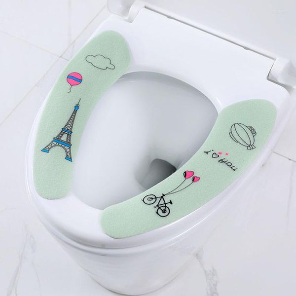 Крышка сиденья туалета Симпатичный мультипликационный волокно липкий коврик одноразовый