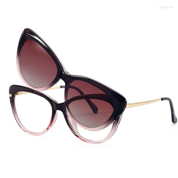 Sonnenbrillenrahmen 2022 Mode Magnetclip auf polarisierten Frauen Transparente Anti-Blaulicht-Brillenrahmen Brillen Fahren