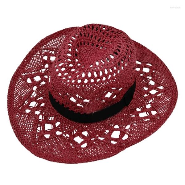 Boinas de fashion sun vislat chapéu de vaqueira ocidental cowboy palha de sol dobrável