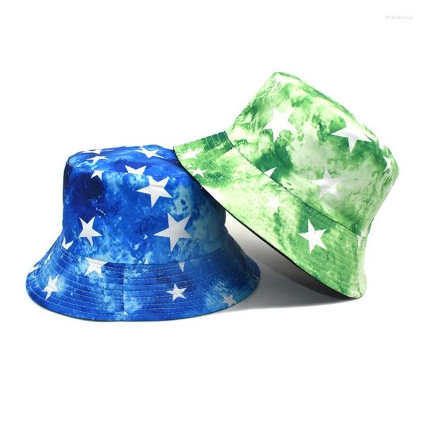 Boinas 2022 moda Panamá cubo sombrero hombres mujeres verano pesca gorra Reversible estrella estampado Bob Hip Hop Gorros pescador