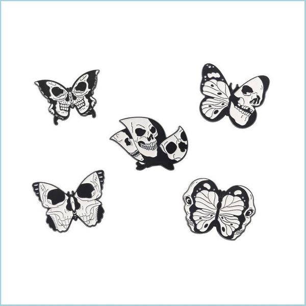 Булавки брошь винтаж Skl Punk Style Butterfly Black White Brooches Pin