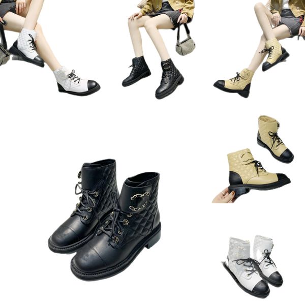 Yeni 2022 ayak bileği botları elmas kontrol sonbahar/kış kadın bisikletçisi botları platform ayakkabıları yüksek topuklu dantel tasarımcı martin anti-kayma klasik orta tüp