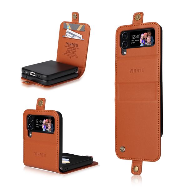 Casos de telefone da carteira para Samsung Galaxy Z Flip 4/3 Fivela de ferro color