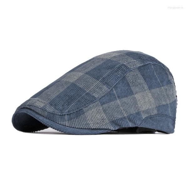 Berretti Cappello Berretto Vintage Uomo Cabbie Visiera Donna Velluto a coste a spina di pesce Berretto con edera con visiera Scozzese Sboy Piatto a becco d'anatra Osso Masculino