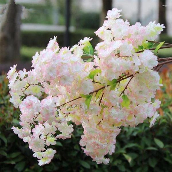 Flores decorativas Simulação de ponta Blossoms de cerejeira planta planta de casamento falso de estilo japonês decoração roon