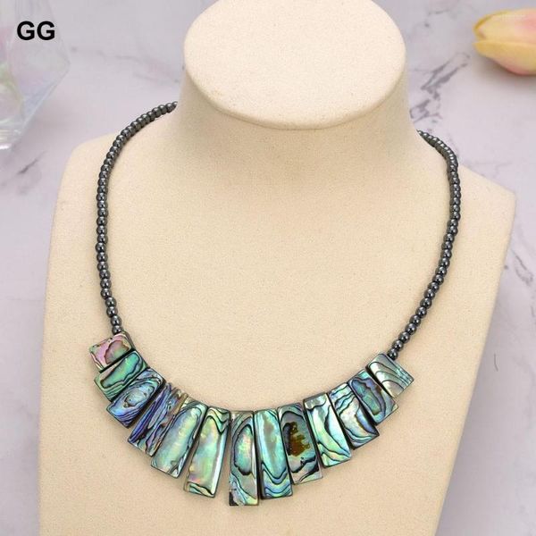 Подвесные ожерелья Guaiguai Jewelry Paua Abalone Shell Hematite Collese 18 