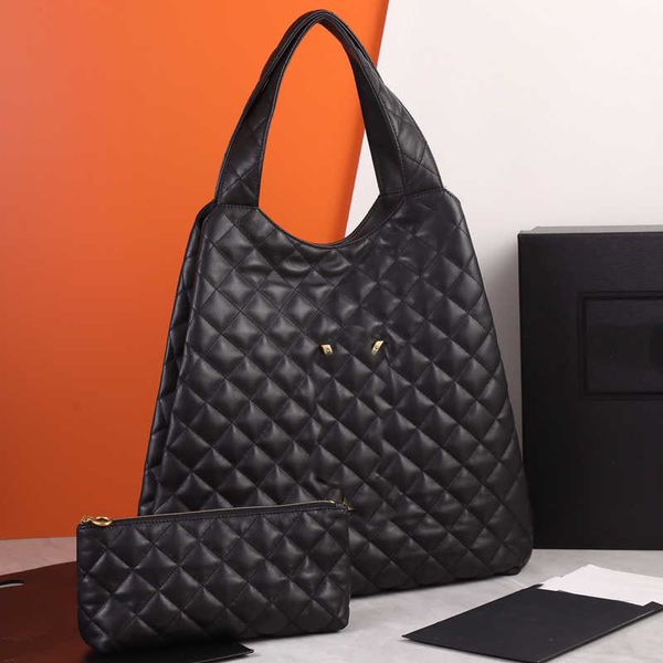 Totes bolsas de bolsas de alta qualidade Lattice Moda Mulheres Bolsa de compras mais recentes bolsas de bolsa de grande capacidade Letra de hardware letra de cor sólida zíper