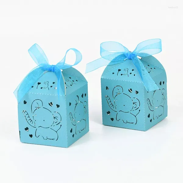 Confezioni regalo Elefante Scatola Carta tagliata al laser Caramelle Scatole di cioccolatini Ragazzo Ragazza Baby Shower Decorazione Forniture per feste di compleanno di nozze