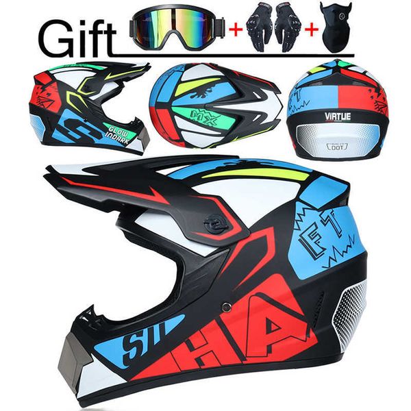 Radsporthelme senden kostenlose 3 Geschenke Offroad Motorrad Helm Dot Motocross Bike Downhill Am DH Cross Vollgesichts Moto Helme T221107