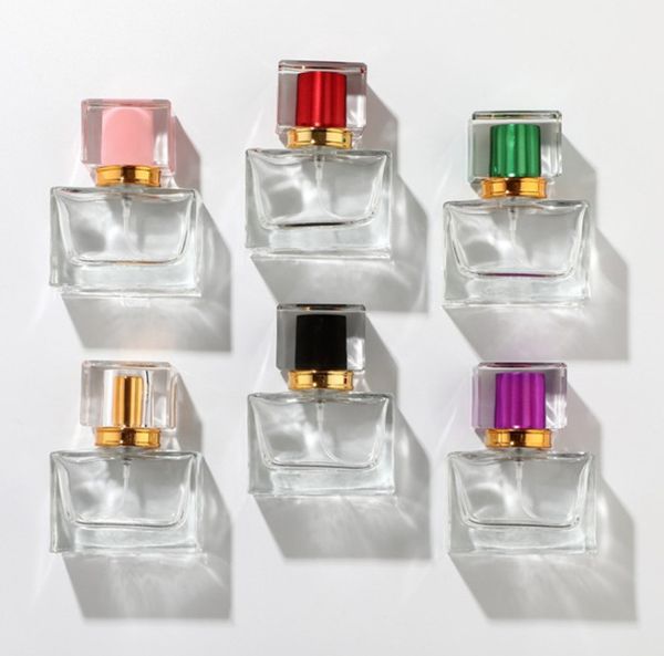 50pcs 30ml 50ml Square Shape Glass Perfume Bottle In Refillable Glass Atomizer Mist Comestic Package