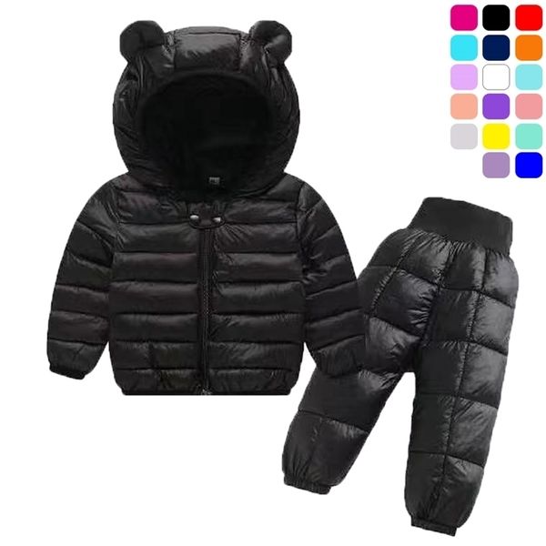 Kleidung Sets Kleinkind Winter Baby Mädchen Jungen Warme Faux Daunenjacke Kleidung Kinder Kinder Schneeanzug Mäntel Weste Hosen Overalls 221107