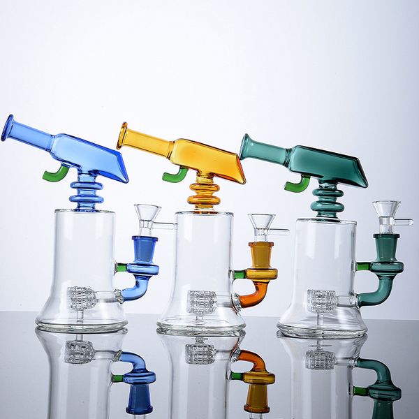 Nuovo arrivo Sidecar Neck Narghilè Matrix Perc Bong Forma unica 7 pollici Bong piccolo 14mm Tubo di giunzione Spessore Pyrex Glass Tubi d'acqua Heady Oil Dab Rigs con ciotola