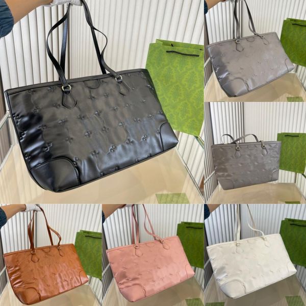 Damen-Handtaschen mit Prägung, Designer-Tragetaschen, Stickerei, gestepptes Leder, goldene Buchstaben, Schultertasche mit hoher Kapazität