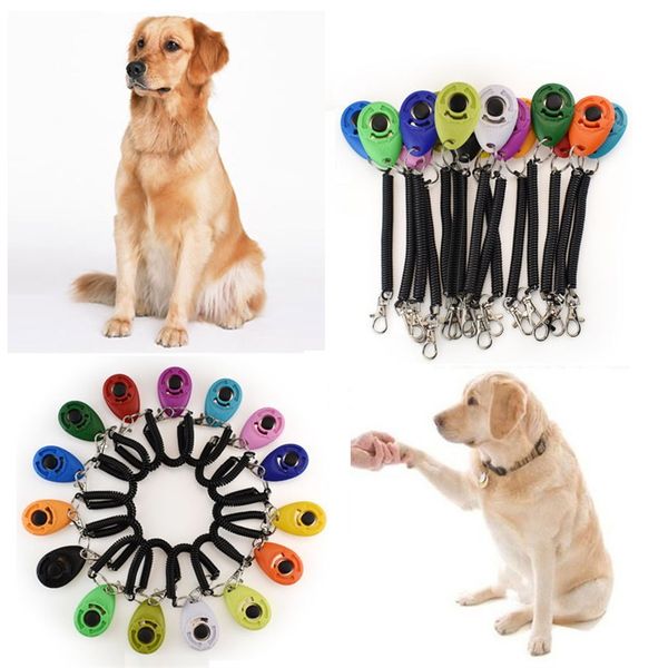 Pet Trainer Clicker Training Supplies Dogs Treinadores sons de brinquedo de aço de aço botão preto cliques oval t9i002161