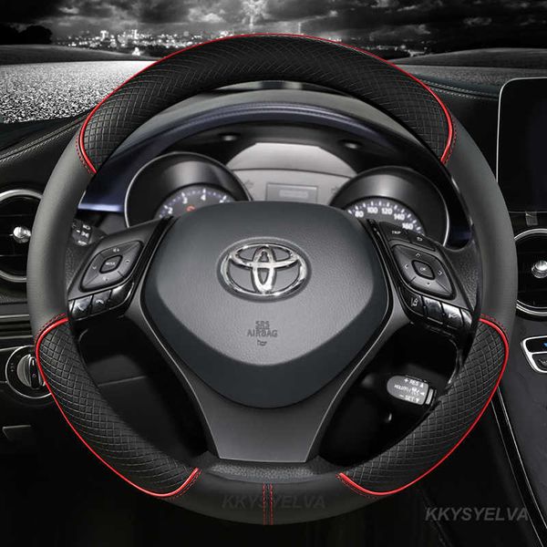 Coperchio ruota dello sterzo in pelle Microfibra Sport Auto Auto ruota del volante per Toyota CHR C-HR Accessori automatici di alta qualità T221108