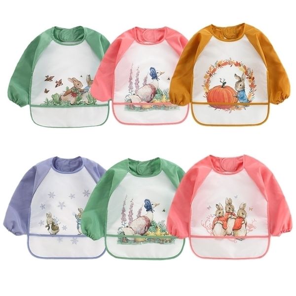 Bavaglini Antirigurgito Cute Baby Bambino Baberos Bavoir Grembiule impermeabile a maniche lunghe Cartoon Animali Bambini Alimentazione Grembiule Bavaglino Roba 03Y 221107