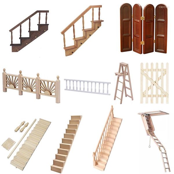 Dekorative Figuren, Puppenhaus, Miniatur-Handlauf, Treppe, Holzszene, einfache Treppenmodelle, Mini-Treppenmöbel, Raumdekoration, Zubehör