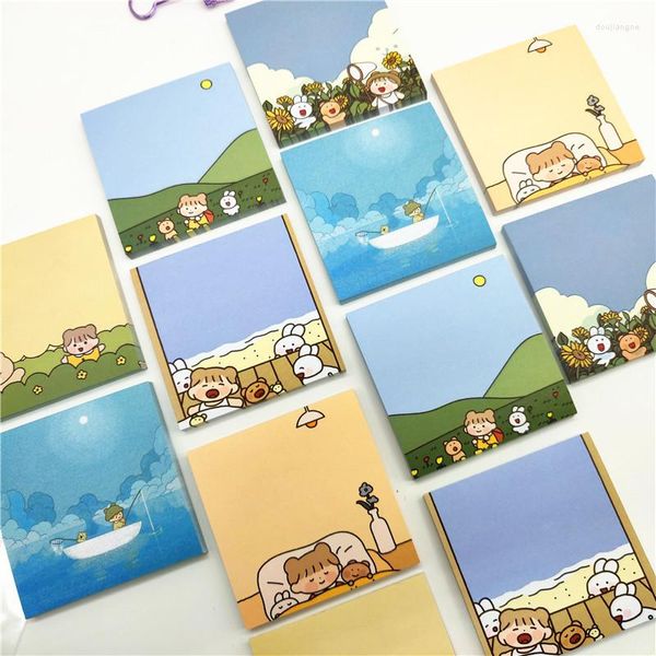 Pz Cute Forest Girl Memo Pad Messaggio Note Decorative Mini Notepad Note Paper Cancelleria Forniture per ufficio