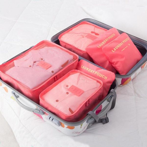 Borse portaoggetti 6 pezzi/set borsa da viaggio vestiti custodia ordinata organizzatore per bagagli contenitore portatile biancheria intima scarpe appese M1B