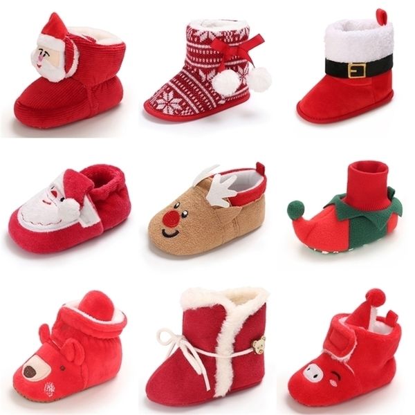 Primi camminatori Natale nati Scarpe per bambini Ragazzi Ragazze Bambino Fondo morbido Infantile Appartamenti Stivali da neve caldi 018 Mesi 221107