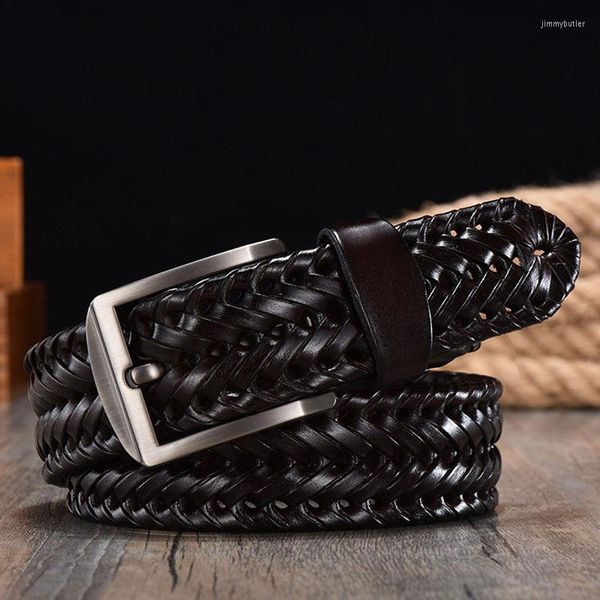 Cinture Cintura in pelle intrecciata per uomo Larghezza 4,0 cm Cinghie di lusso in vera mucca Cinghie di design lavorate a mano da uomo