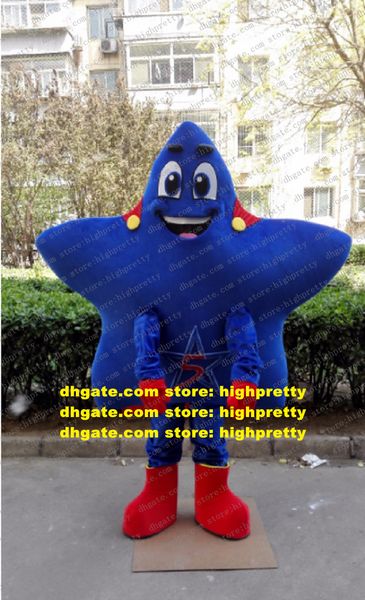 Mavi Yıldız Maskot Kostümü Yetişkin Karikatür Karakter Kıyafet Takım Araçsız Geri Dönüş Ebeveyn-Çocuk Aktiviteleri ZZ7798