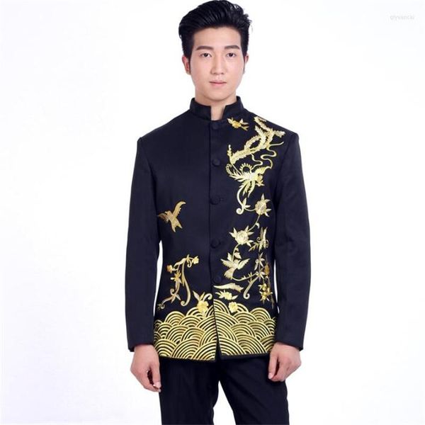 Ternos masculinos Mariage Tunic Tene Chinese Mens noivo Casamento para homens bordados Blazer Boys Fashion Fashion Latsed Pant Designs