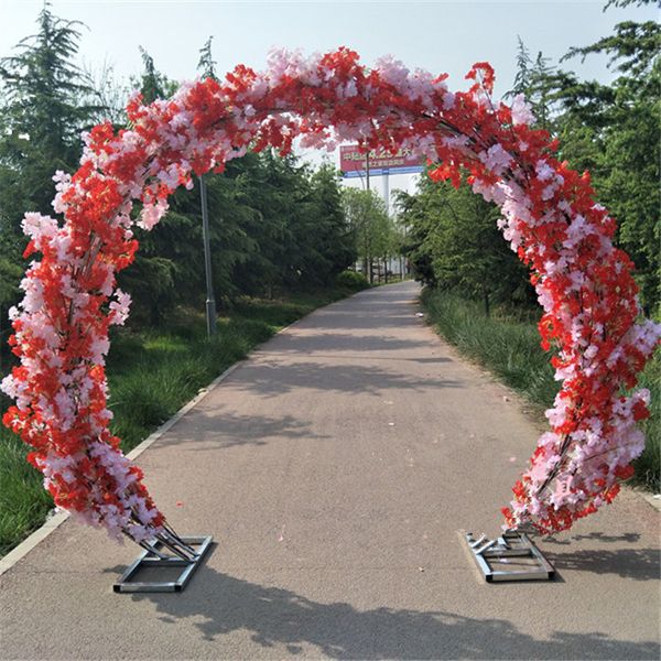 Decora￧￵es de casamento Centerpieces Metal Wedding Diy Arch Porta pendurada Garland Stands com flores de cerejeira 230cmx270cm