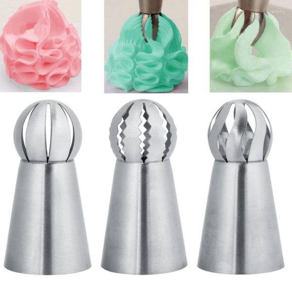 Pişirme Aletleri 3pcs/Set Çiçek Buzlanma Boru Nozulları Ana Küre Top Kek Dekorasyon Mutfak Pasta Cupcake
