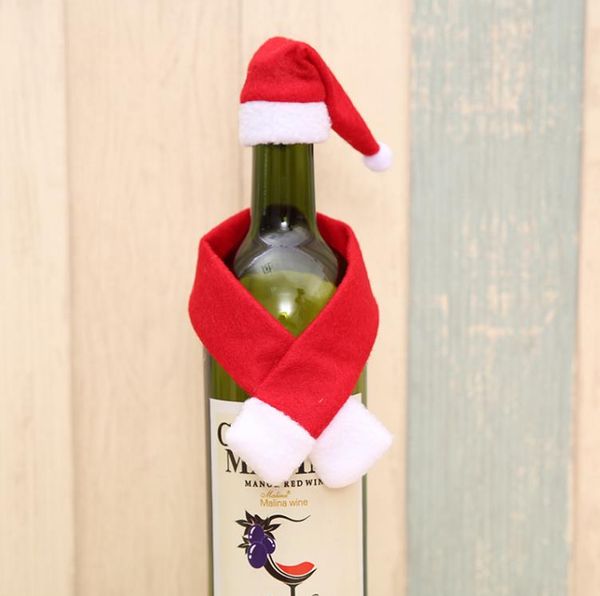 2pcs/conjunto chap￩u de natal wrap schecf wine capa Decora￧￵es