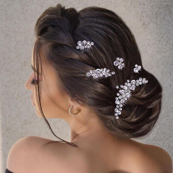 Copricapo Pettini per capelli da sposa in cristallo color argento Spille a forma di U per la sposa Copricapo da sposa Set Gioielli per ornamenti da donna