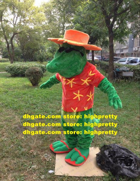 Timsah Gator Aligator Timsah Maskot Kostümü Yetişkin Karikatür Karakter Kıyafet Takım Çift Fotoğraflar Sembolik Büyükelçi ZZ7808
