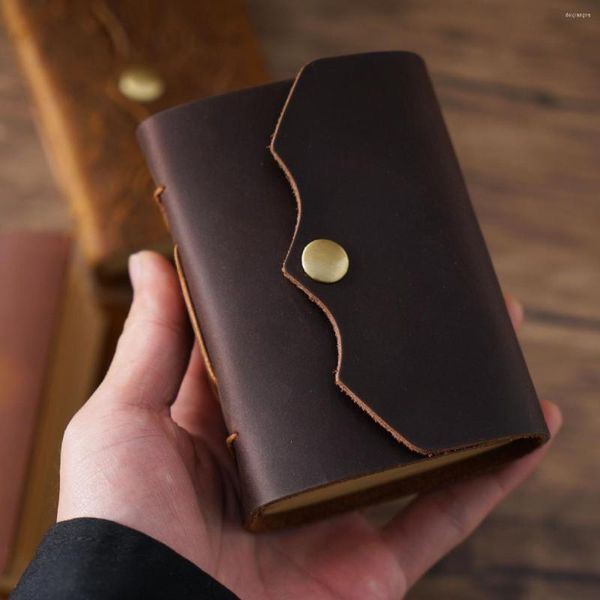 Fashion de couro vintage Pocket Pocket Gross Journal Book 110 75 30mm 320p Blank Kraft Paper Notebook School Office Stationery