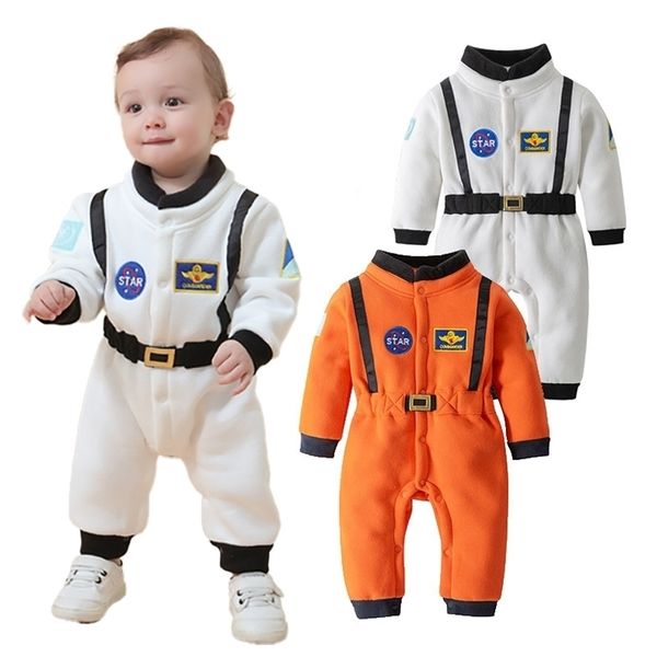 Rompers Baby Space Astronauta Fantasia de outono Roupas de inverno para criança menina garoto Rodper Halloween Cosplay Roupa 9 12 18 24 36 MESES 221107