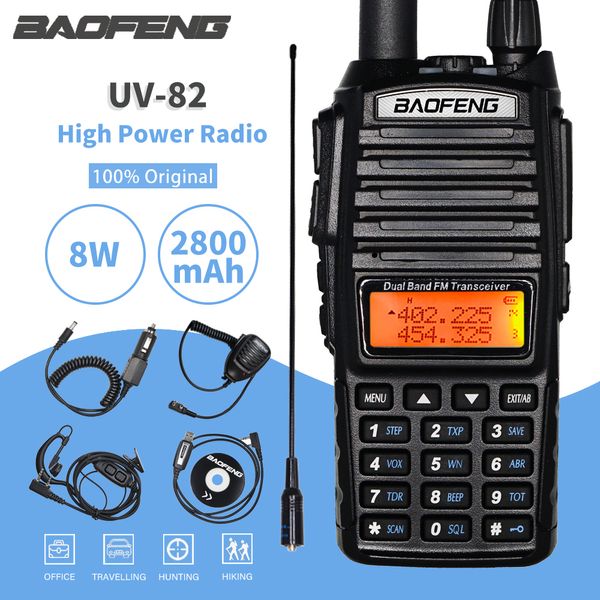 Walkie Talkie High Power 8W Baofeng UV-82 UV82 Dual Band VHFUHF Ricetrasmettitore FM 10KM Caccia a lungo raggio Radio bidirezionale Ham CB 221108